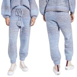LoveShackFancy Blue Horizon Ombré Stripe Knit Wool Alpaca Blossom Pants Joggers